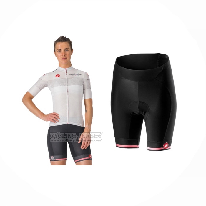 2024 Cycling Jersey Women Giro D'italy White Short Sleeve And Bib Short